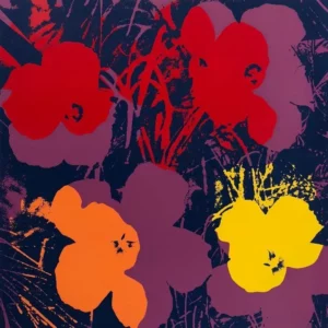 Andy Warhol </br>"Flowers Red, Orange, Yellow on purple 11.66"