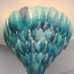 Lampadario a cascata in vetro di Murano