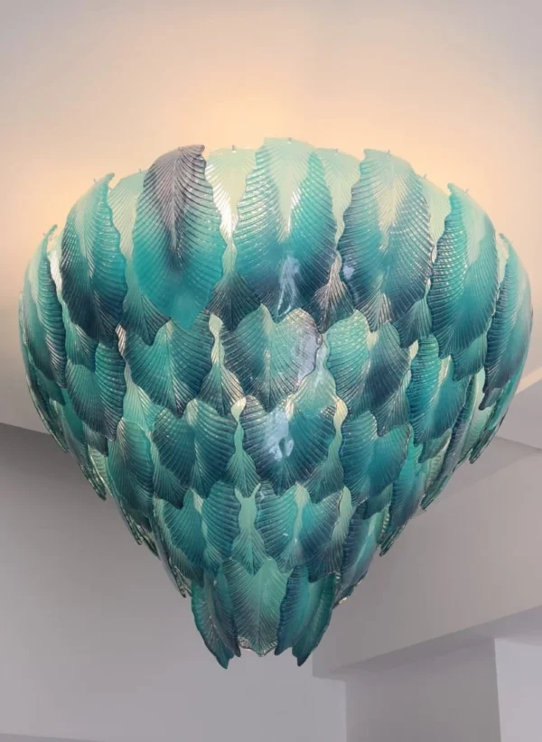 Lampadario a cascata in vetro di Murano